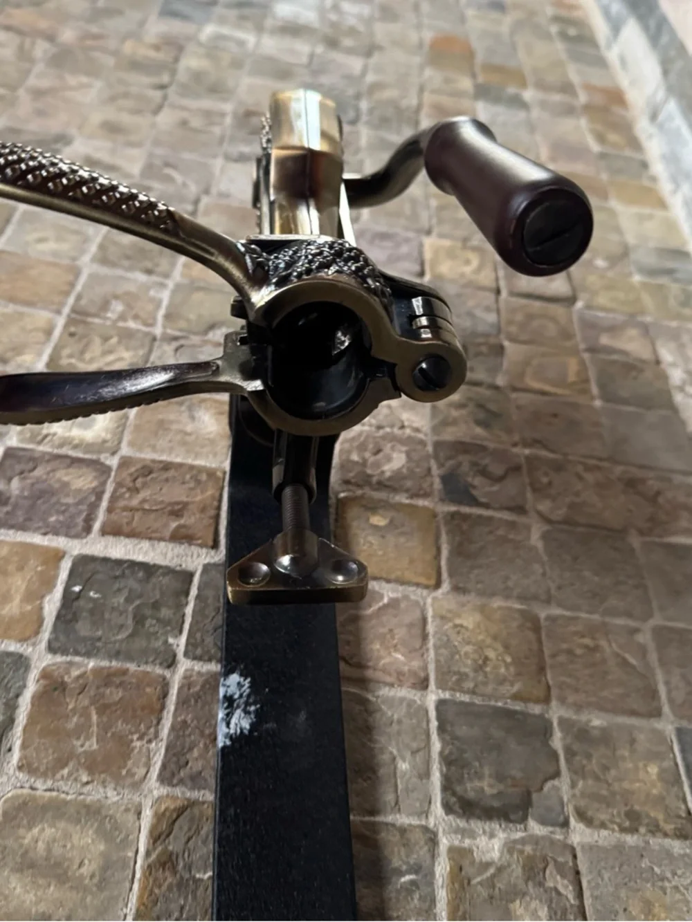 Vintage Style Black and Brass Table-Top Corkscrew Wine Opener